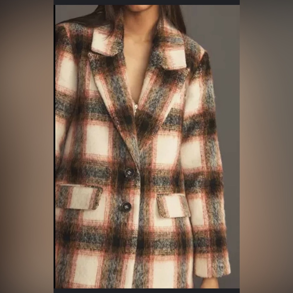 Anthropologie Brushed Plaid Blazer New